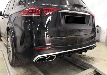 Mercedes-Benz GLE-Klasse V167 2018 - 2023 Диффузор заднего бампера с насадками на глушитель 6.3 AMG хром