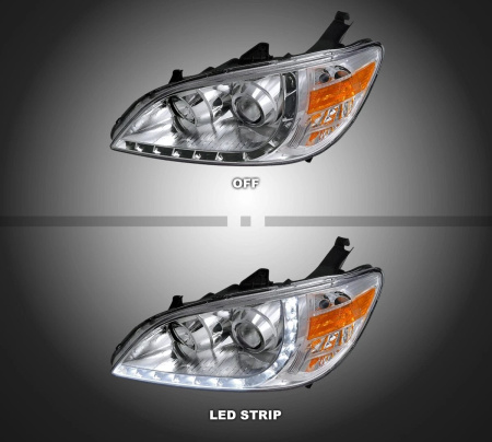 Honda Civic, Ferio (2003-2005) передние фары линзованные хром с ходовыми огнями