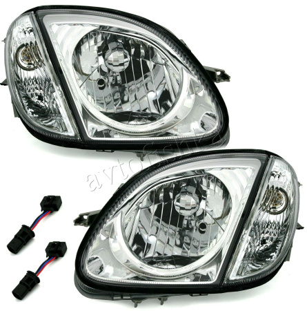 Mercedes SLK R170 (98-04) фары передние хромированные, с поворотниками, комплект 2 шт.