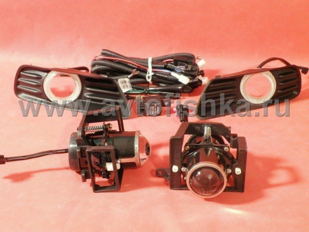 Toyota Camry V40 (06-09) фары противотуманные линзовые со светящимися ободками, установочный комплект
