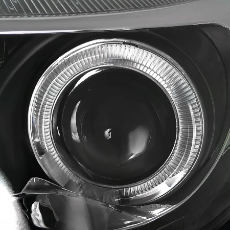 Ford Focus 3 (11-13) тюнинговые фары линзовые с DRL диодной подсветкой черные, 2 шт.