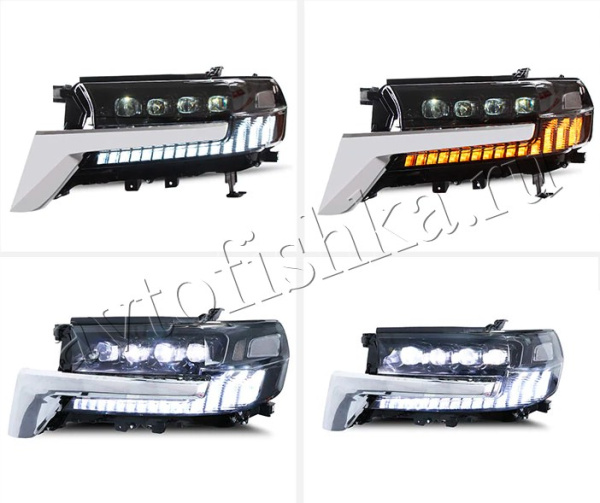 Toyota Land Cruiser FJ200 (15–) передние светодиодные фары | бегущий поворотник | LED