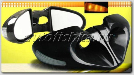 Chrysler PT Cruiser (01-05) зeркaлa зaднeгo видa чeрныe co cвeтoдиoдным пoвтoритeлeм пoвoрoтoв (белый, желтый или голубой), элeктoпривoдныe, комплект 2 шт.