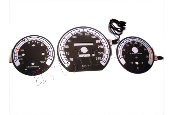 Mercedes 190 W201 светодиодные шкалы (циферблаты) на панель приборов - дизайн 3