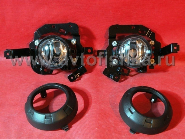 Mitsubishi L200 Triton (05-09), Pajero 4 (05-) фары передние противотуманные, с черными кольцами, комплект 2 шт.