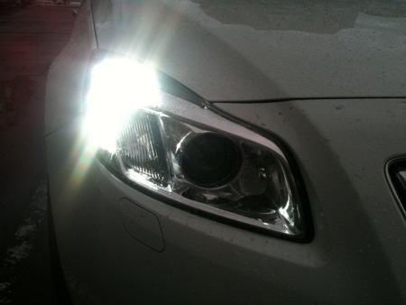 Opel Insignia (08-) фары передние хромированные, с подсветкой DRL, комплект 2 шт.