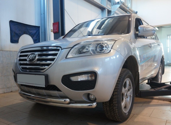 Lifan X60 (12–15) Защита переднего бампера двойная d 60/60 мм, нерж.