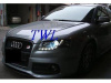 Audi A4 (05-07) передние линзовые черные фары, со светодиодной подсветкой, с электрокорректором, комплект 2 шт.