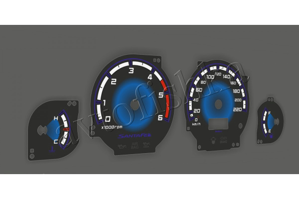 Hyundai Santa Fe (01-04) светодиодные шкалы (циферблаты) на панель приборов