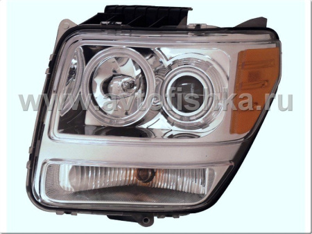 Dodge Nitro (07-) фары передние линзовые хромированные, со светящимися ободками, комплект 2 шт.