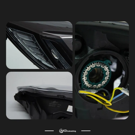 Ford Focus 3 (11-13) передние фары черные линзовые с DRL диодной подсветкой, 2 шт.