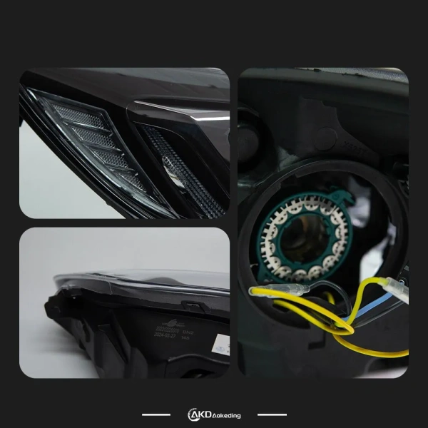 Ford Focus 3 (11-13) передние фары черные линзовые с DRL диодной подсветкой, 2 шт.