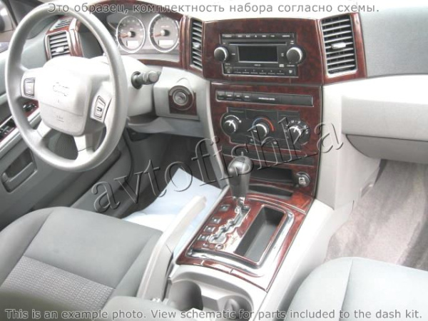 Декоративные накладки салона Jeep Grand Cherokee 2005-2007 полный набор, с навигацией
