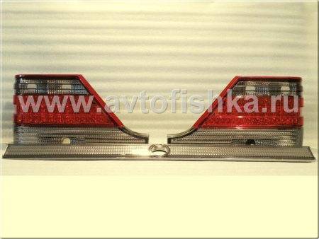 Mercedes S W140 (92-99) фонари задние светодиодные красно-тонированные, с центральным молдингом, комплект лев.+прав.
