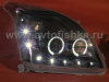 Toyota Land Cruiser Prado 120 (2002-2009) фары передние линзовые черные со светящимися ободками и светодиодной подсветкой под корректор, комплект 2 шт.