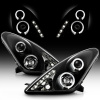 Toyota Celica 2000-2005 фары передние линзованные черные с ангельскими глазками и DRL ходовыми огнями