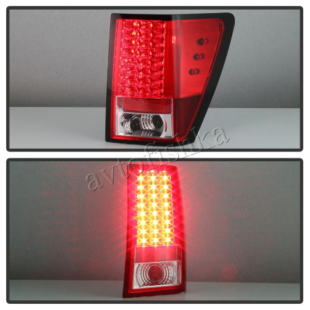 Jeep Grand Cherokee (05-09) фонари задние светодиодные красно-хромированные, комплект 2 шт.