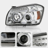 Dodge Magnum (05-08) фары передние линзовые хромированные, со светящимися ободками и светодиодной подсветкой, комплект 2 шт.