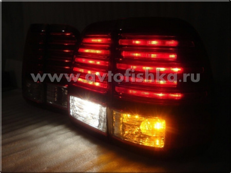 Lexus LX470 (1998-2007) фонари задние светодиодные красно-хромированные, комплект лев.+прав.