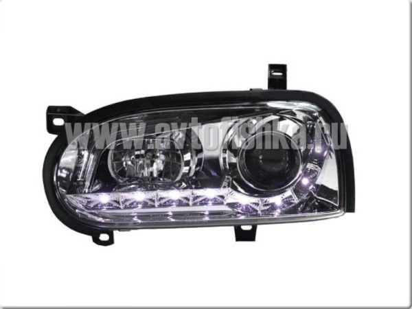 Volkswagen Golf 3 (92-98) фары передние линзовые хромированные, с нижней светодиодной подсветкой, комплект 2 шт.