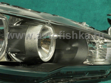 Mitsubishi Lancer 10 (07-) фары передние черные, под корректор, комплект 2 шт.