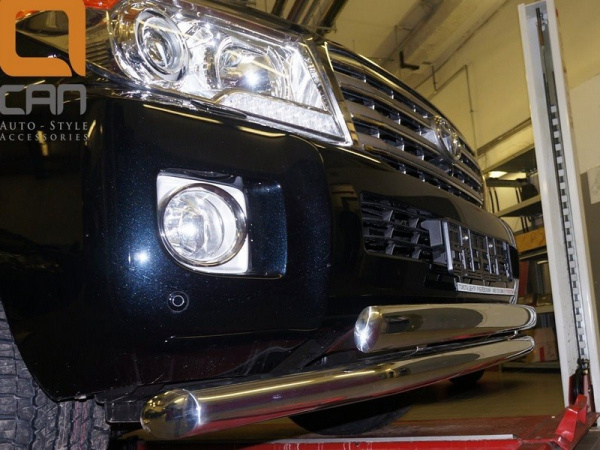 Toyota Land Cruiser (12–) Защита переднего бампера двойная d 76 мм, нерж.