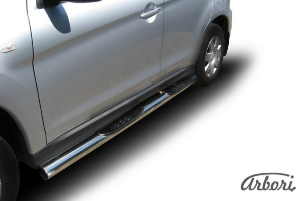 Защита штатных порогов Arbori d76 с проступями MITSUBISHI ASX 2010-2012