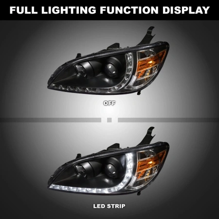 Honda Civic, Ferio (2003-2005) передние фары линзованные черные с ходовыми огнями