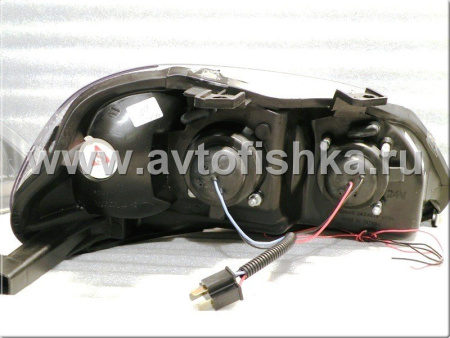 Honda Civic (96-98) фары передние линзовые черные, со светящимися ободками, комплект 2 шт.