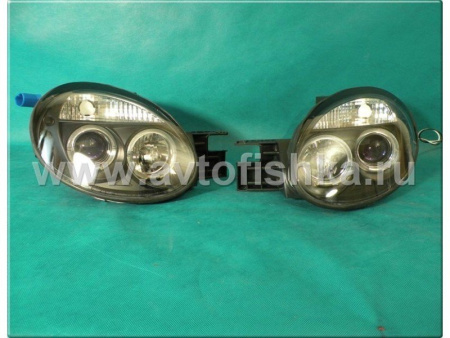 Dodge Neon (03-05) фары передние линзовые черные, со светящимися ободками и светодиодной подсветкой, комплект 2 шт.