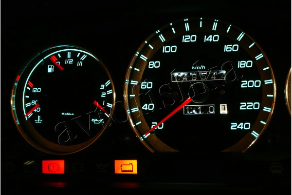 Mercedes 190 W201 светодиодные шкалы (циферблаты) на панель приборов - дизайн 1