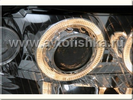Audi A4 (01-04) фары передние линзовые хромированные, со светящимися ободками, под корректор, комплект 2 шт.