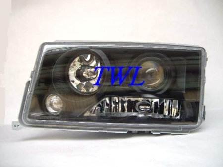 Mercedes W201 190E 190D (82-93) фары передние линзовые черные, комплект 2 шт.