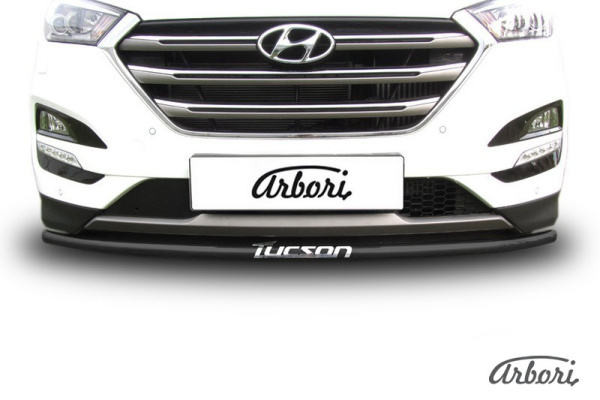 Защита переднего бампера Arbori d42 с надписью черная HYUNDAI  Tucson 4WD 2015-