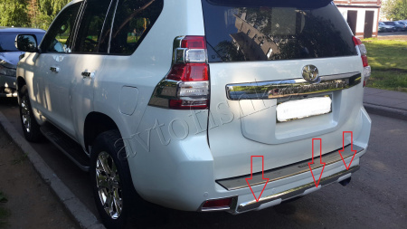 Toyota Land Cruiser Prado 150 (10-17) накладка на задний бампер (нижняя часть), белый перламутр