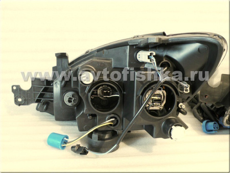 Mitsubishi Lancer (03-06) фары передние линзовые хромированные, с белым рефлектором, комплект 2 шт.