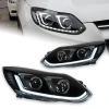 Ford Focus 3 (11-13) передние фары черные линзовые с DRL диодной подсветкой, 2 шт.
