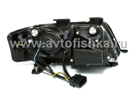 Audi A6 (01-03) фары передние линзовые хромированные, со светодиодной подсветкой, комплект 2 шт.