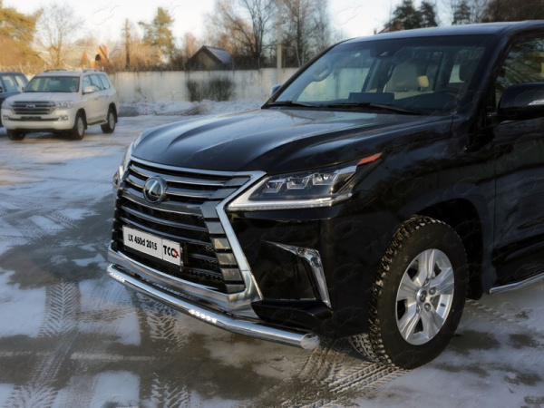Lexus LX (15–) Защита передняя нижняя (с ДХО) 76,1 мм (бензин/дизель)