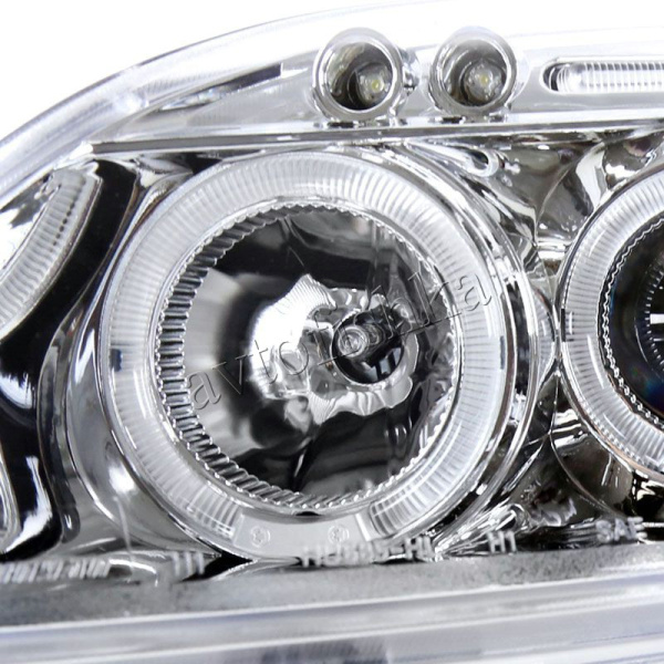 Honda Civic, Ferio EK (96-98) фары передние хромированные, со светящимися ободками с белыми рефлекторами, линзовые