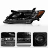 Toyota Camry XV40 дорестайл (2006-2009) тюнинговые передние черные фары со светодиодной подсветкой ДХО