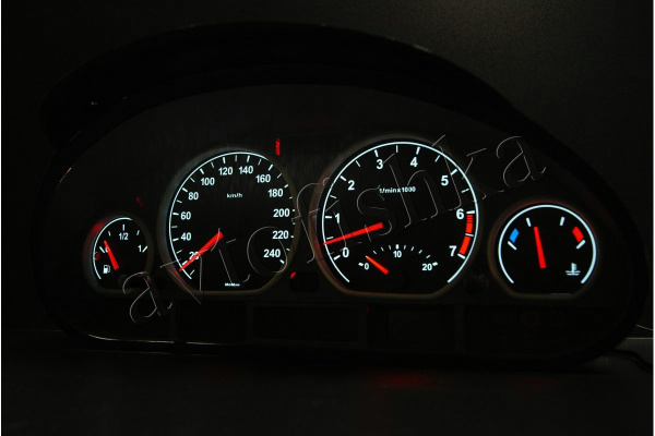 BMW E46 светодиодные шкалы (циферблаты) на панель приборов - дизайн 1