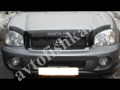 Дефлектор капота темный с надписью Hyundai Santa Fe 2001-2004