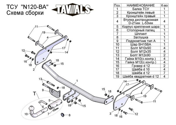 Nissan Almera (12–) Фаркоп (тягово-сцепное устройство) (с быстросъёмным шаром)