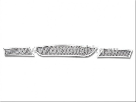 BMW 3 E90 (05-) решетки переднего бампера, дизайн сетка, нержавеющая сталь, комплект 3 шт.