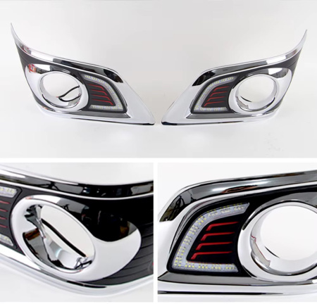 Toyota Hilux, Vigo (2012-) вставки в передний бампер с фонарями DRL