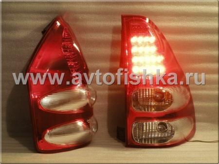 Toyota Land Cruiser Prado 120 (02-) фонари задние светодиодные красно-белые, комплект 2 шт.