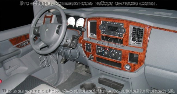 Декоративные накладки салона Dodge RAM 2006-2008 полный набор