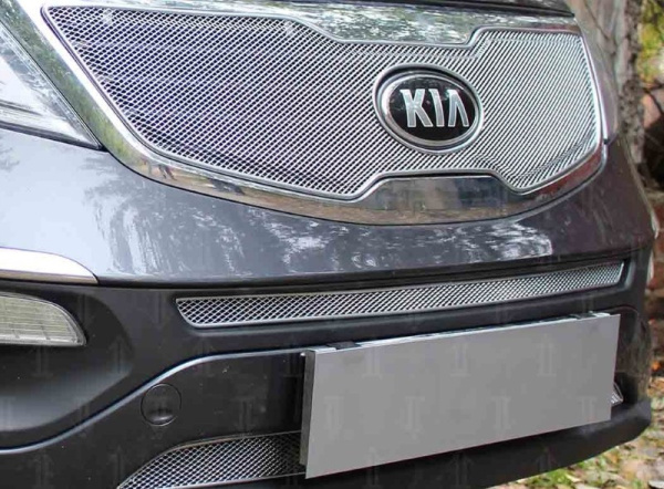 Kia Sportage (10–/14–) Защита радиатора Optimal, хром, середина