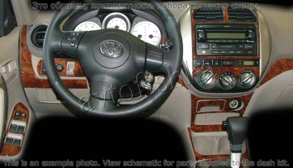 Декоративные накладки салона Toyota RAV-4 2003-2005 полный набор